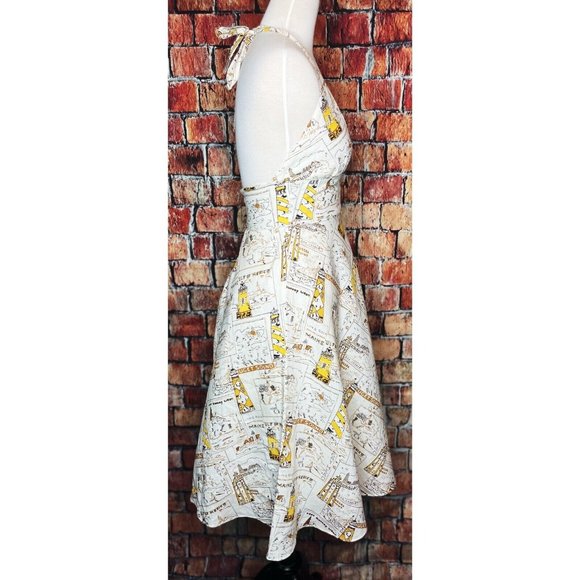 J Crew Lighthouse Postcard Halter Linen Dress Gulf Of Mexico Maine New England 2 - Picture 2 of 6